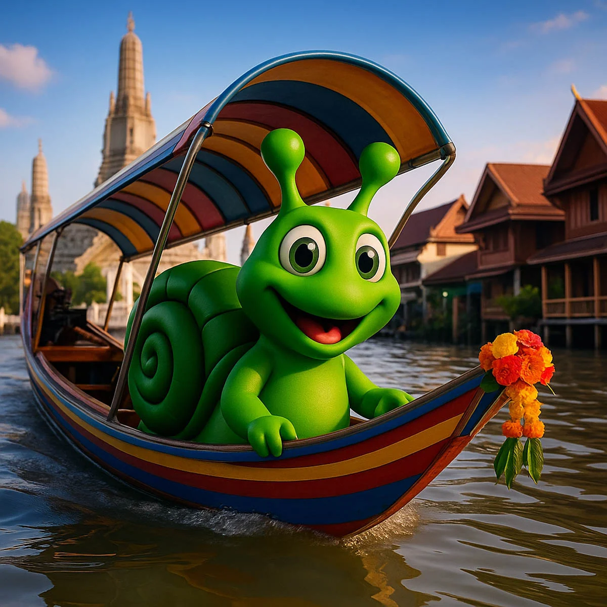 Slugsy on longtail boat