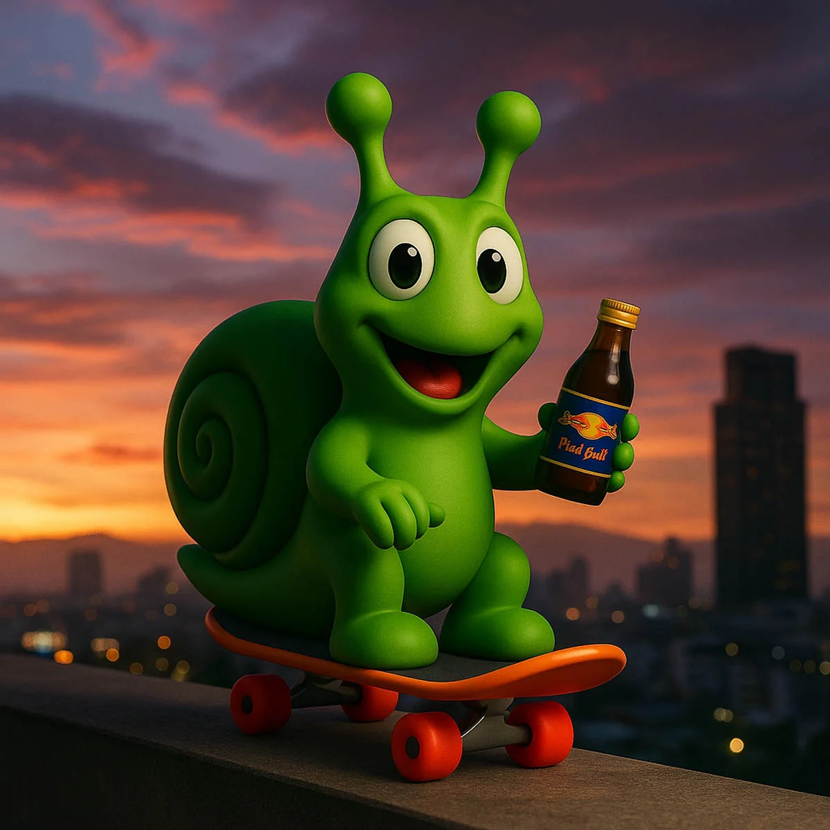 Slugsy on skateboard